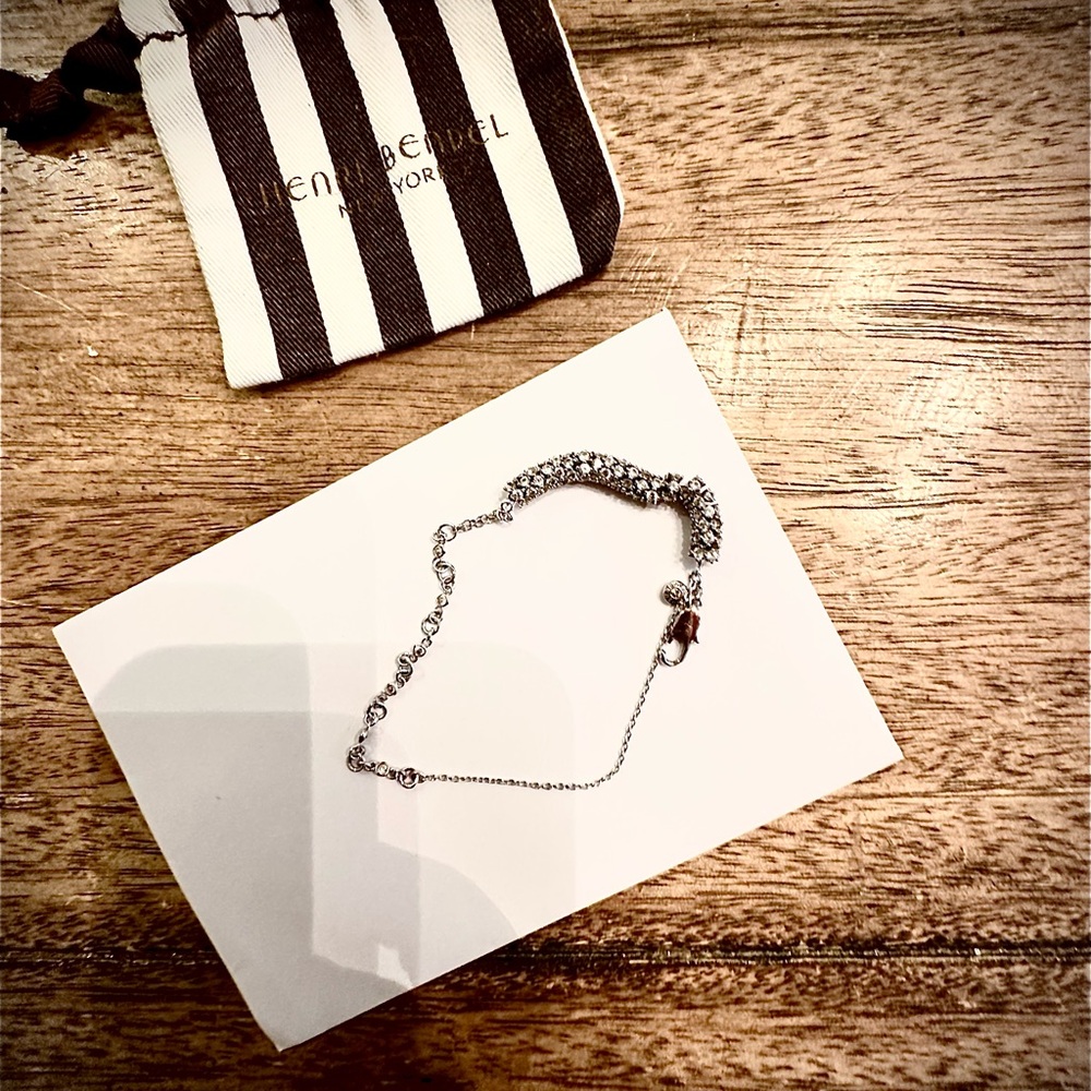 Gorgeous HENRI BENDEL Sparkly Rhinestone, Silver Infinity Bracelet - Picture 8 of 11